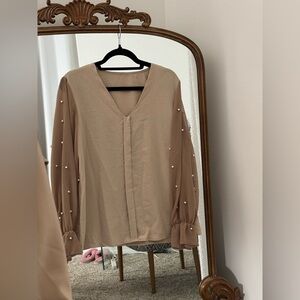 Beaded long sleeve blouse